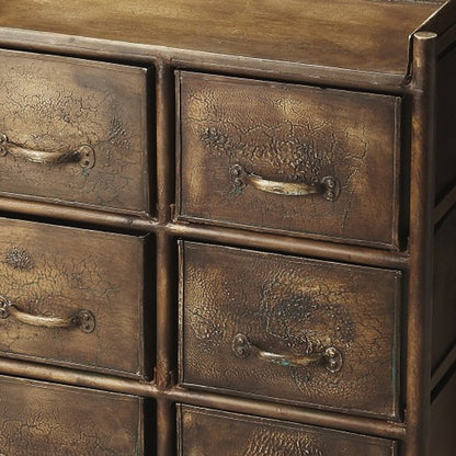 23" Bronze Metal Six Drawer Chest