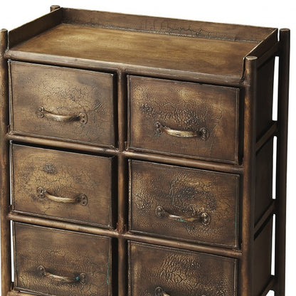 23" Bronze Metal Six Drawer Chest