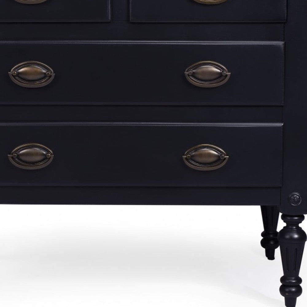 32" Black Solid Wood Four Drawer Gentlemans Chest