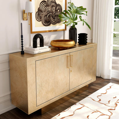 71" Gold Solid Wood Sideboard With Two Doors