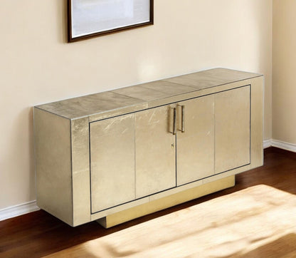 71" Gold Solid Wood Sideboard With Two Doors