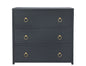 34" Navy Blue Three Drawer Standard Chest