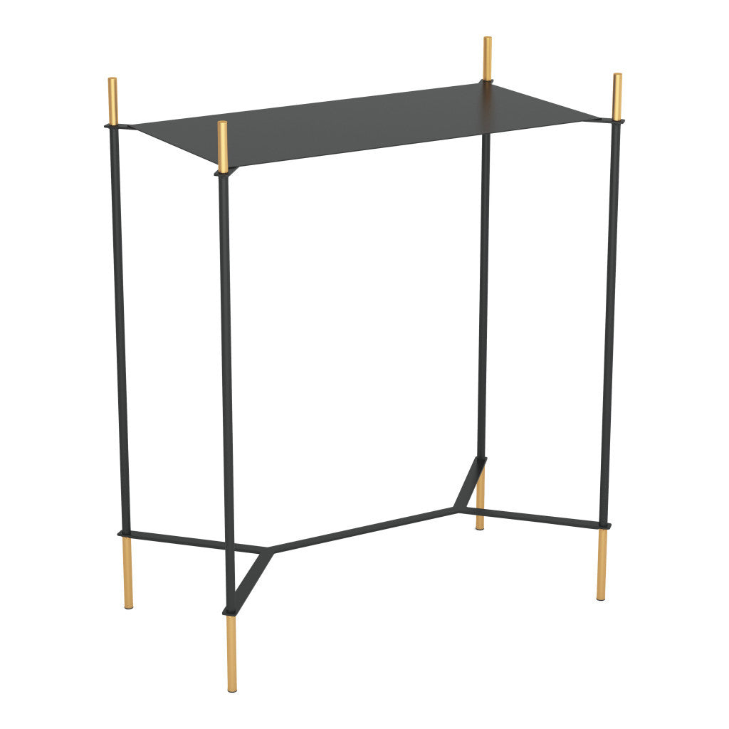 24" Gold And Black Steel End Table