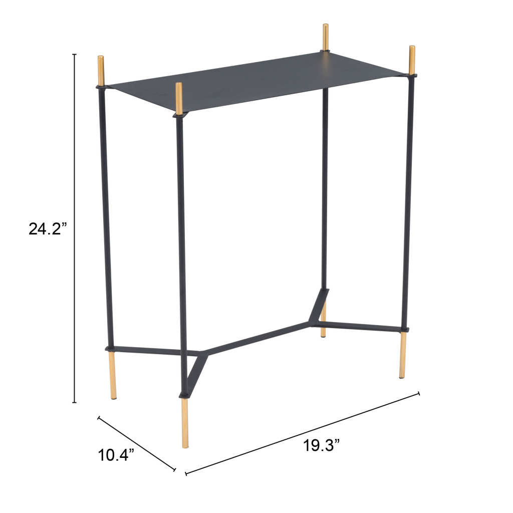 24" Gold And Black Steel End Table