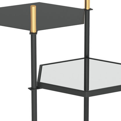 27" Gold And Black Glass End Table With Two Shelves