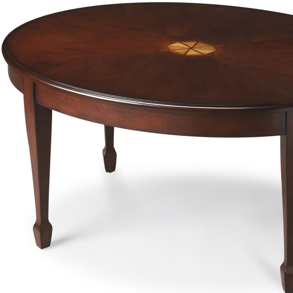 38" Dark Brown And Brown Oval Coffee Table