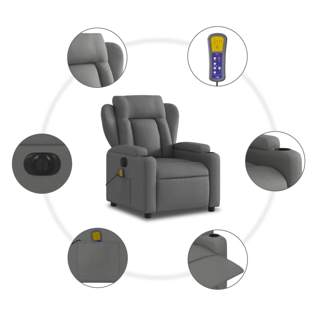 Electric Massage Recliner Chair Dark Gray Fabric