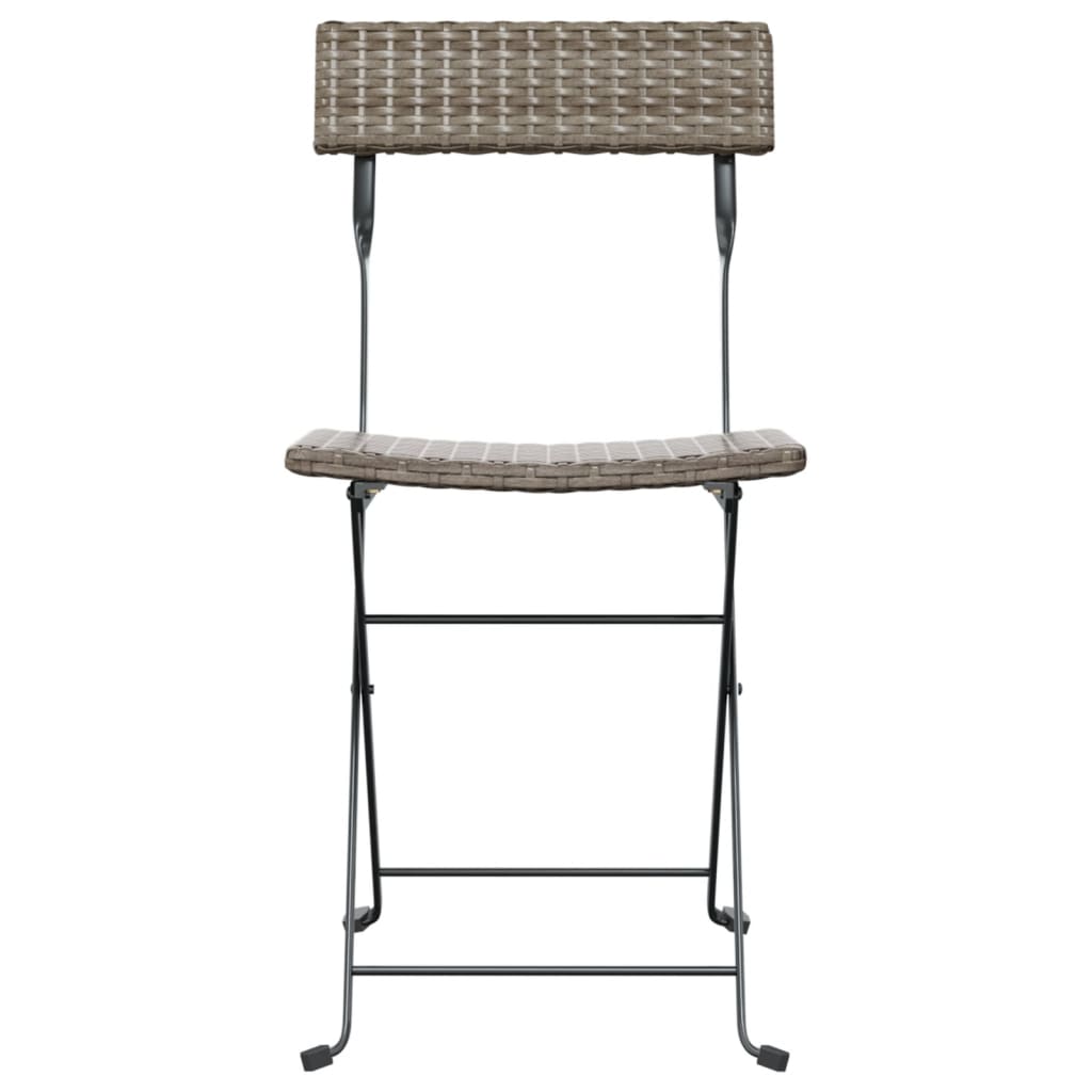 Folding Bistro Chairs 4 pcs Gray Poly Rattan and Steel