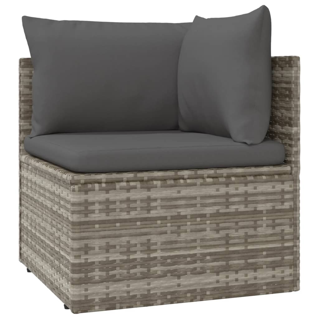 6 Piece Patio Lounge Set with Cushions Gray Poly Rattan