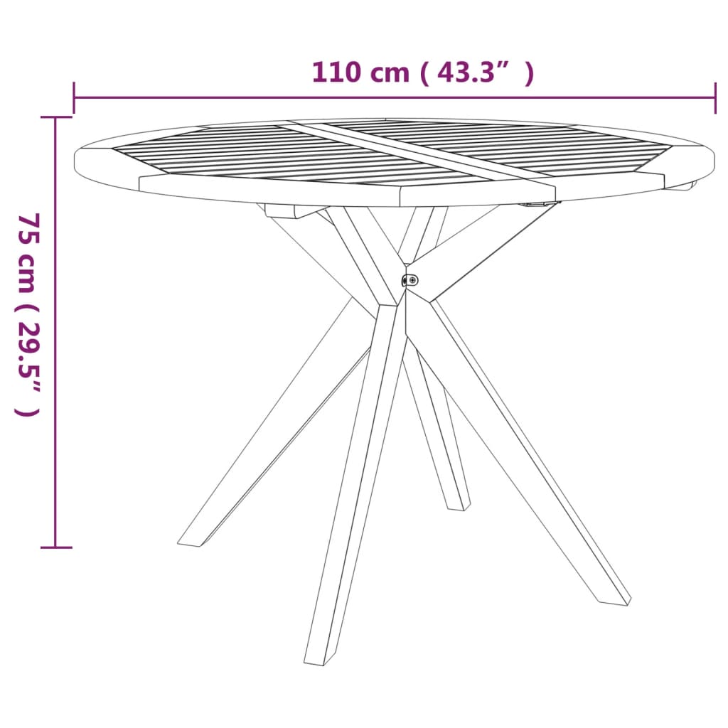 6 Piece Patio Dining Set Solid Wood Acacia