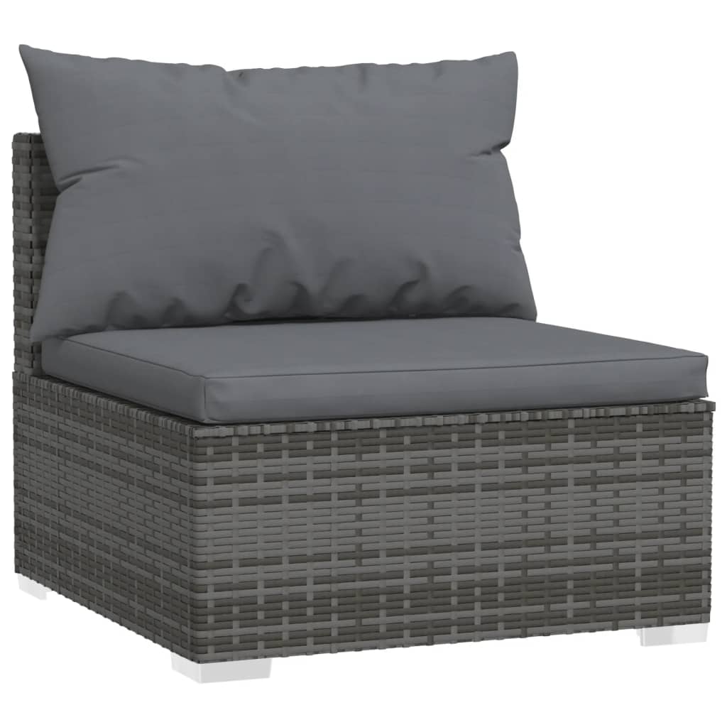 Patio Furniture Set 3 Piece with Cushions Poly Rattan Gray