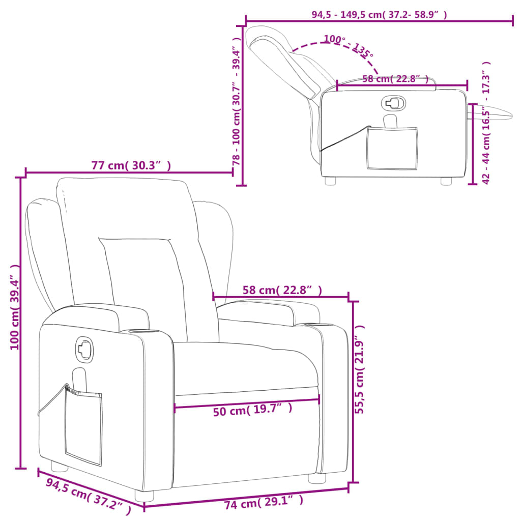 Massage Recliner Chair Dark Green Fabric