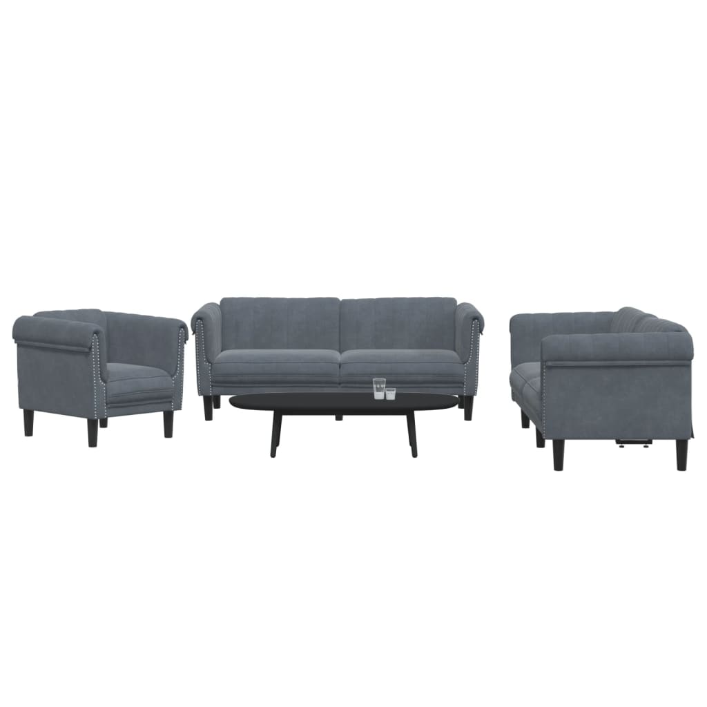 2 Piece Sofa Set Black Velvet