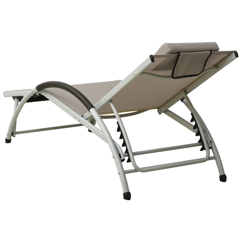 Sun Lounger with Pillow Textilene Taupe