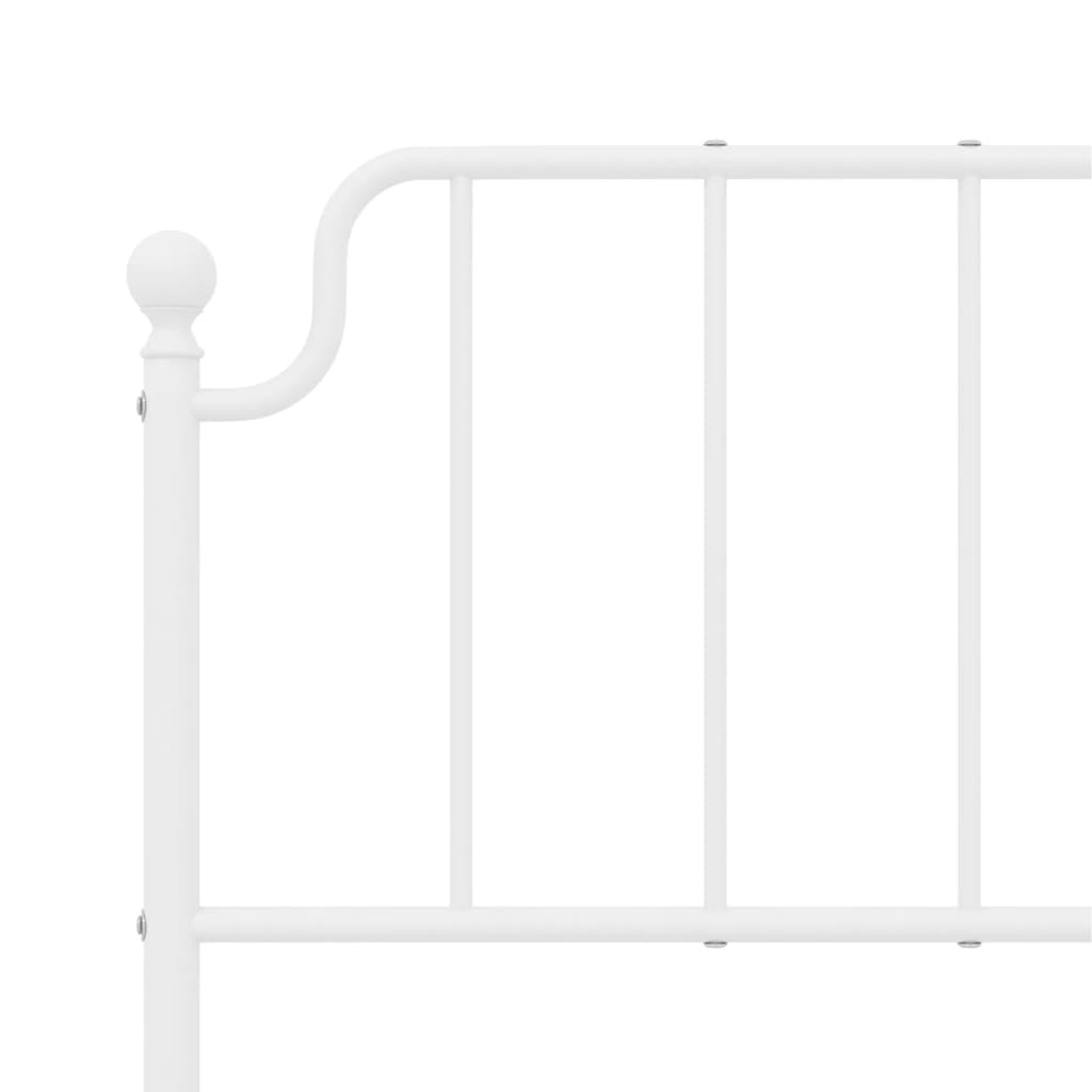 Metal Bed Frame without Mattress with Headboard White 53.1"x74.8"