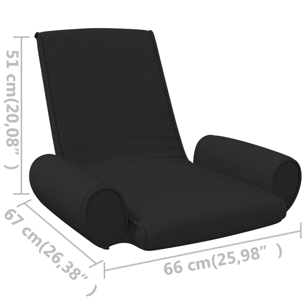 Folding Floor Chair Black Fabric