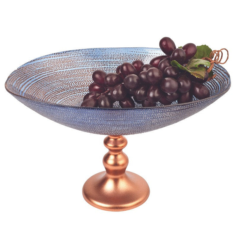 Handcrafted European Glass Centerpiece Footed Bowl