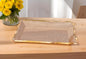 14" Clear and Gold Bubble Glass Scalloped Rim Rectangular Tray