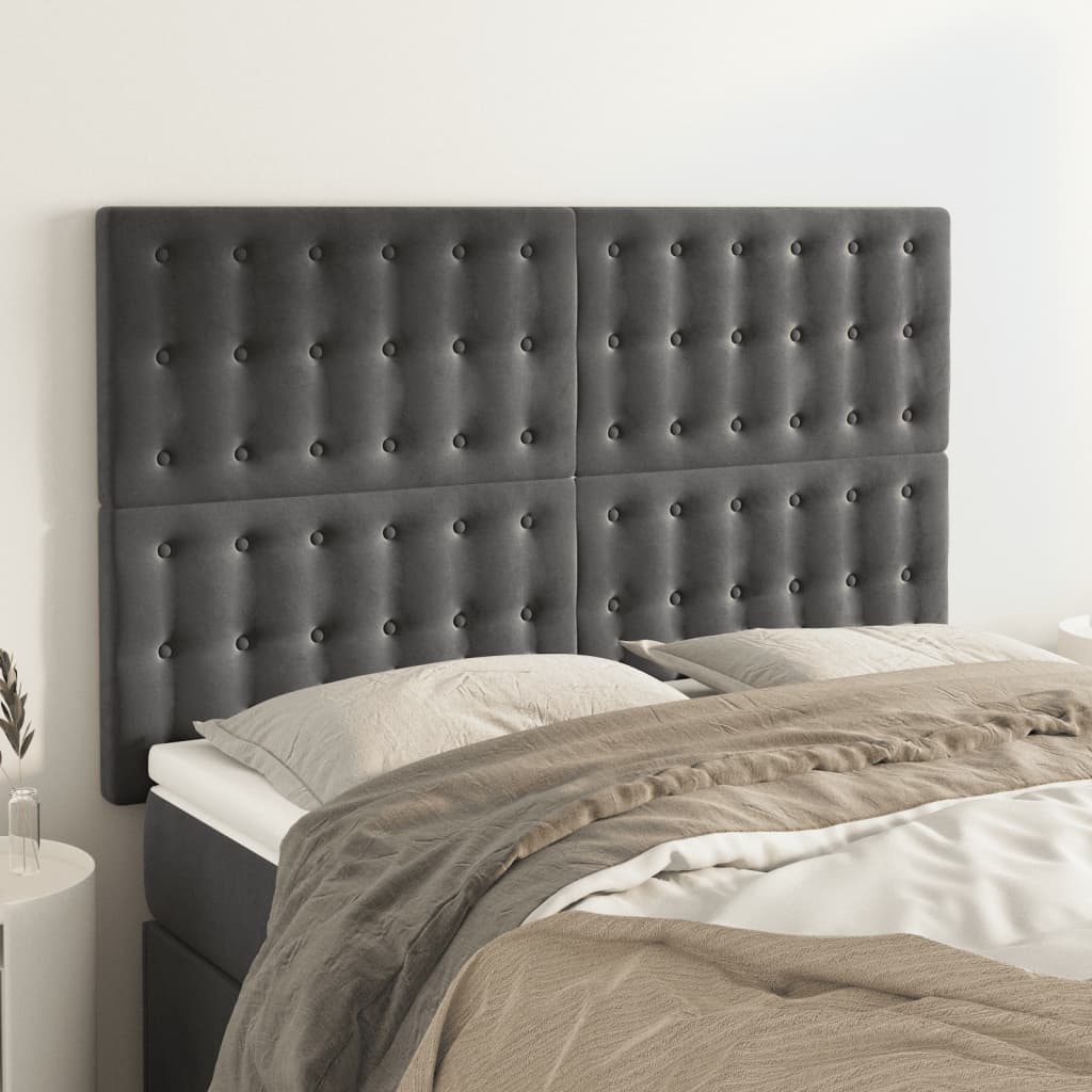 Headboards 4 pcs Dark Gray 28.3"x2"x30.7"/34.6" Velvet