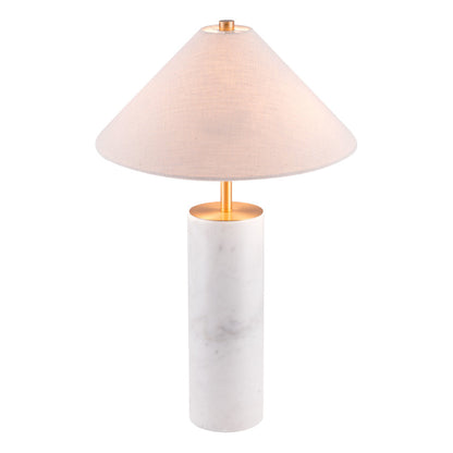 55" White Metal Bedside Table Lamp With Beige Empire Shade