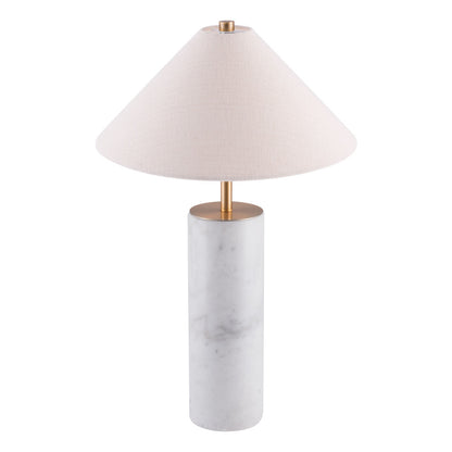 55" White Metal Bedside Table Lamp With Beige Empire Shade