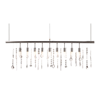 Silver Kitchen Island Nine Light Metal Dimmable Ceiling Light