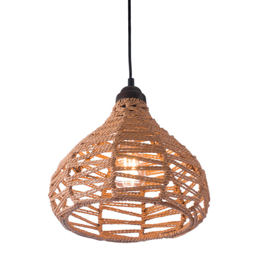 Natural Lantern Metal Dimmable Ceiling Light With Natural Shades