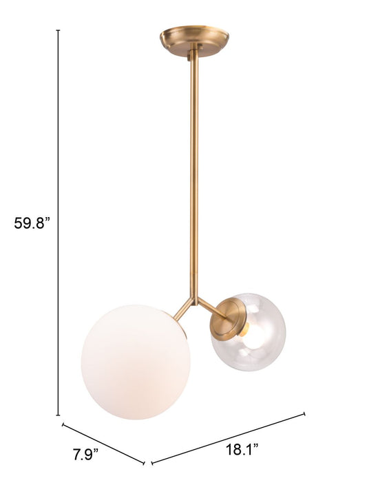 Gold Shaded Two Light Metal Dimmable Ceiling Light With White Shades