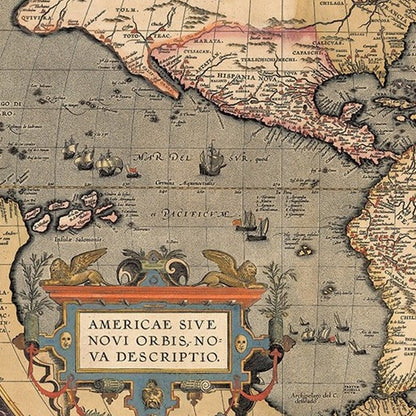 Vintage 1598 Map Of The Americas Unframed Print Wall Art