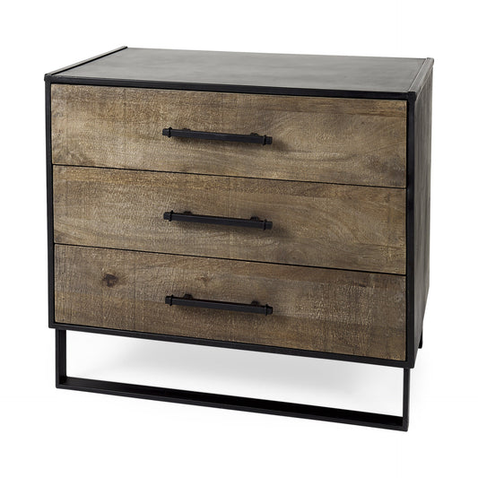 20" Black Accent Cabinet With Three Drawers