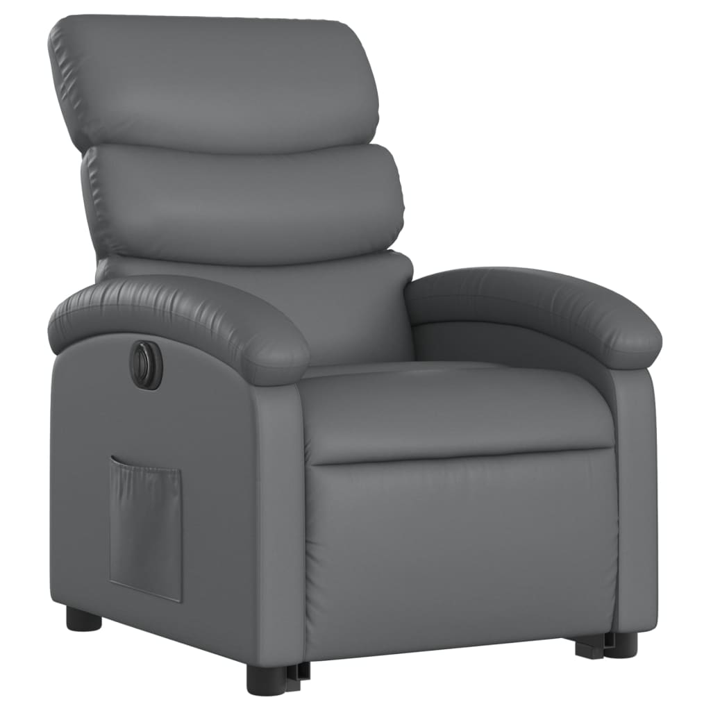 Electric Stand up Recliner Chair Gray Faux Leather