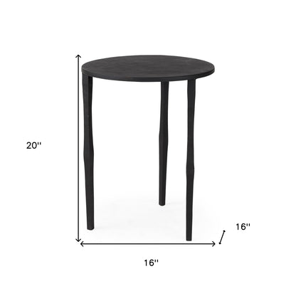 20" Black Iron Round End Table