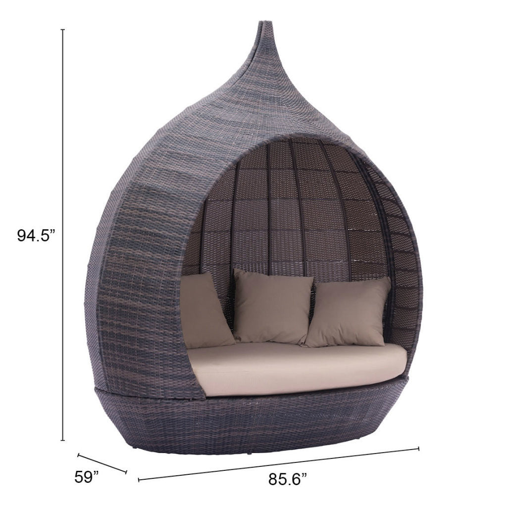 Teardrop Shaped Brown and Beige Daybed