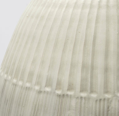 White Embossed Stripes Ceramic Vase