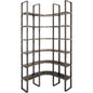 90" Black Iron Frame Curved Wooden Six Tier Shelving