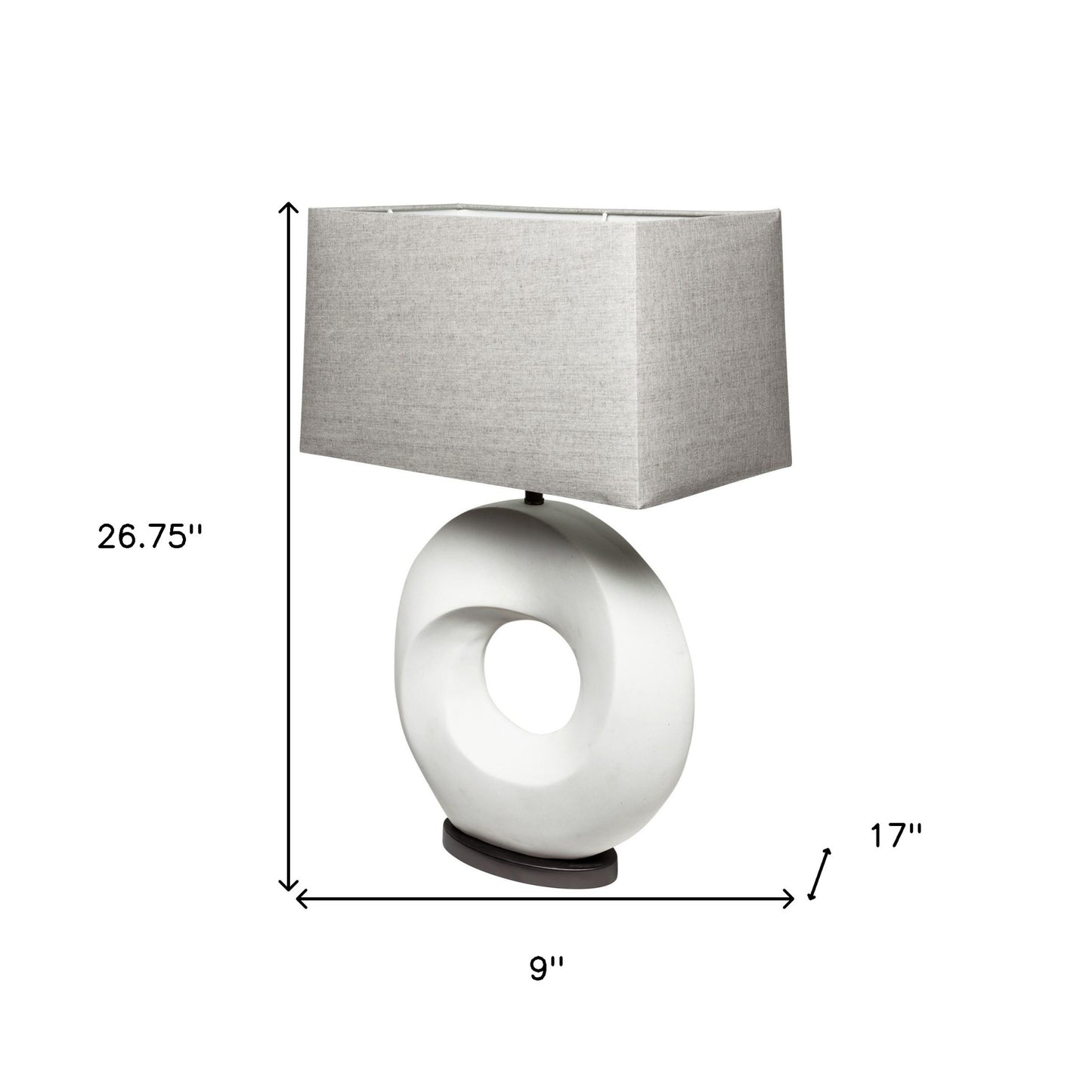 27" White Geometric Table Lamp With Gray Shade