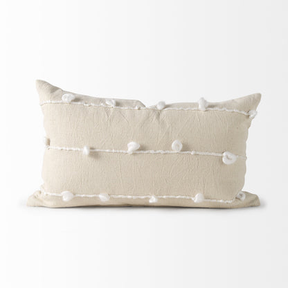 Clouds On Cream Canvas Lumbar Pillow Cover