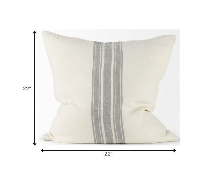 Off White Pillow Cover With  Ash Gray  Stripes