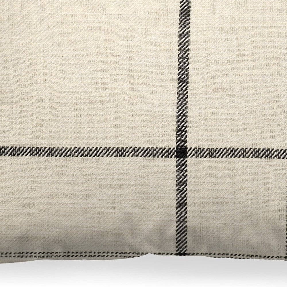 Black And Beige Plaid Lumbar Accent Pillow Cover