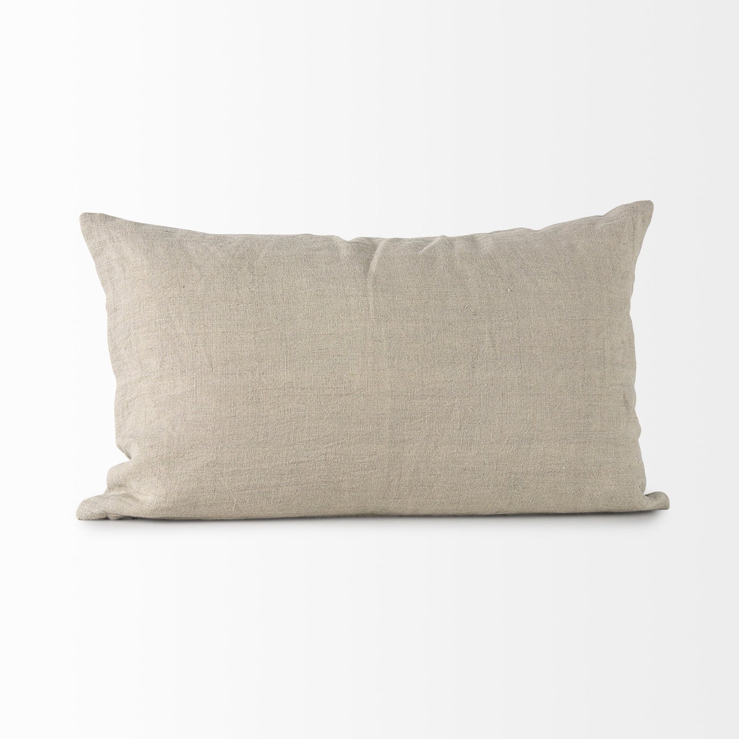 Canvas Beige And White Lumbar Accent Pillow Cover