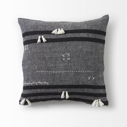 Dark Gray Detailed Throw Pillow Cover