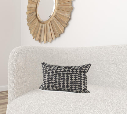 Light Gray And Black Lumbar Throw Pillow Cover