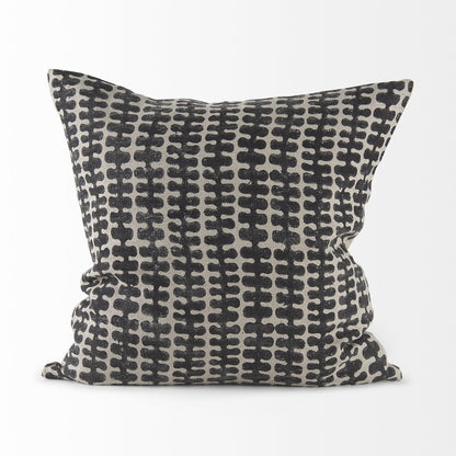 18" Gray and Black Ikat Linen Throw Pillow Cover