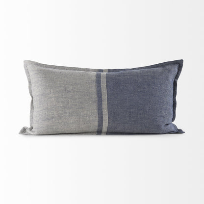 Gray And Blue Color Block Lumbar Pillow Cover