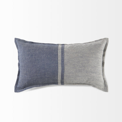 Gray And Blue Color Block Lumbar Pillow Cover