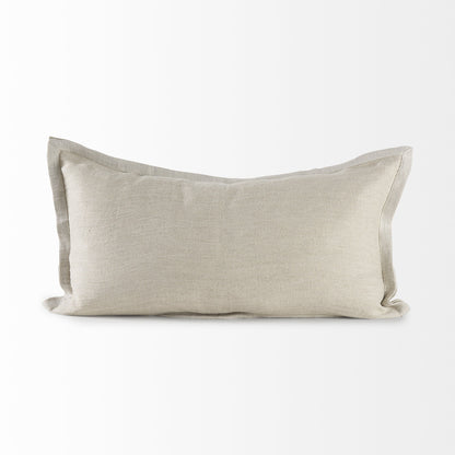 14" X 26" Beige Linen Throw Pillow Cover