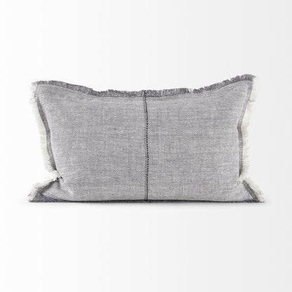 Light Gray Fringed Lumbar Throw Pillow Cover