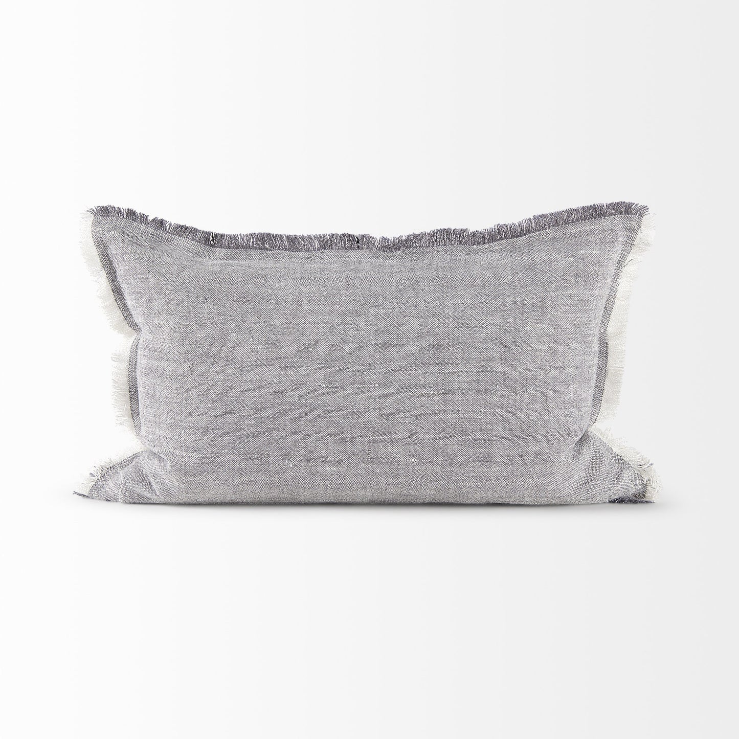 Light Gray Fringed Lumbar Throw Pillow Cover