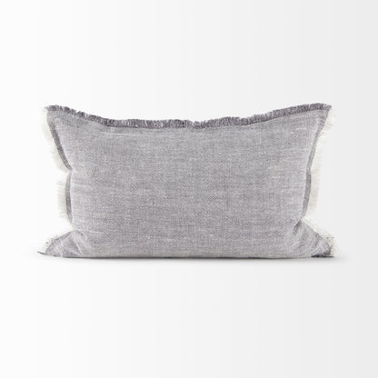 Light Gray Fringed Lumbar Throw Pillow Cover