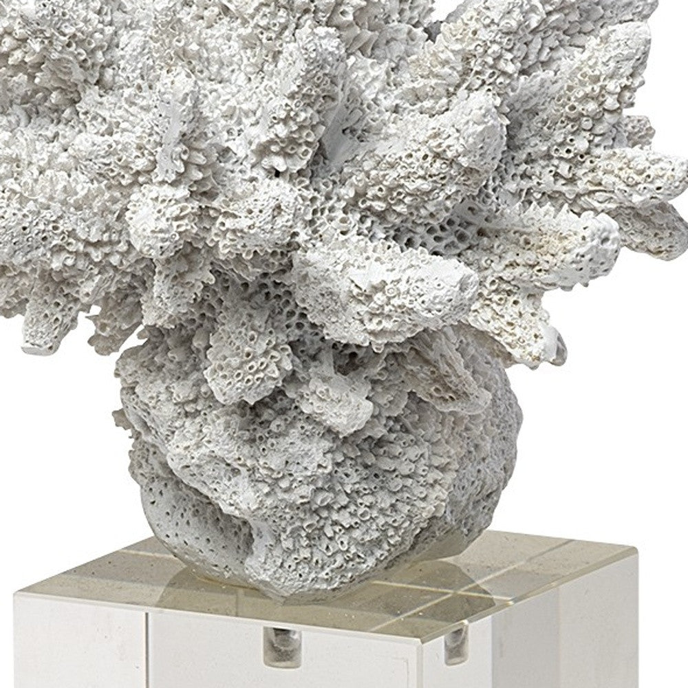 10" White Contempo Coral And Glass Sculpture